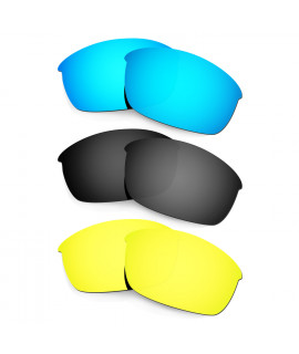 Hkuco Mens Replacement Lenses For Oakley Flak Jacket Blue/Black/24K Gold Sunglasses
